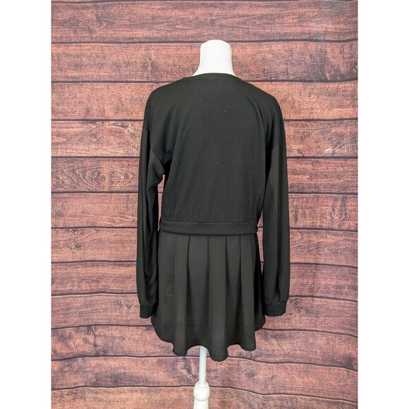 Kai Aakmann Pleated Black Unisex Chiffon Shirt Dress Twotone Sleeves Size Small - Picture 3 of 9